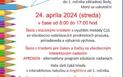 Zápis do 1.ročníka pre školský rok 2024/2025 – Marianská Prievidza