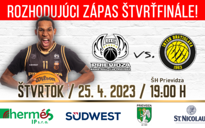 ROZHODUJÚCI ZÁPAS ŠTVRŤFINÁLE: BC Prievidza – Inter Bratislava