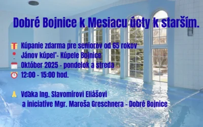 Dobré Bojnice prinášajú ako prejav rešpektu k seniorom, v rámci Mesiaca úcty k starším, zaujímavý darček.